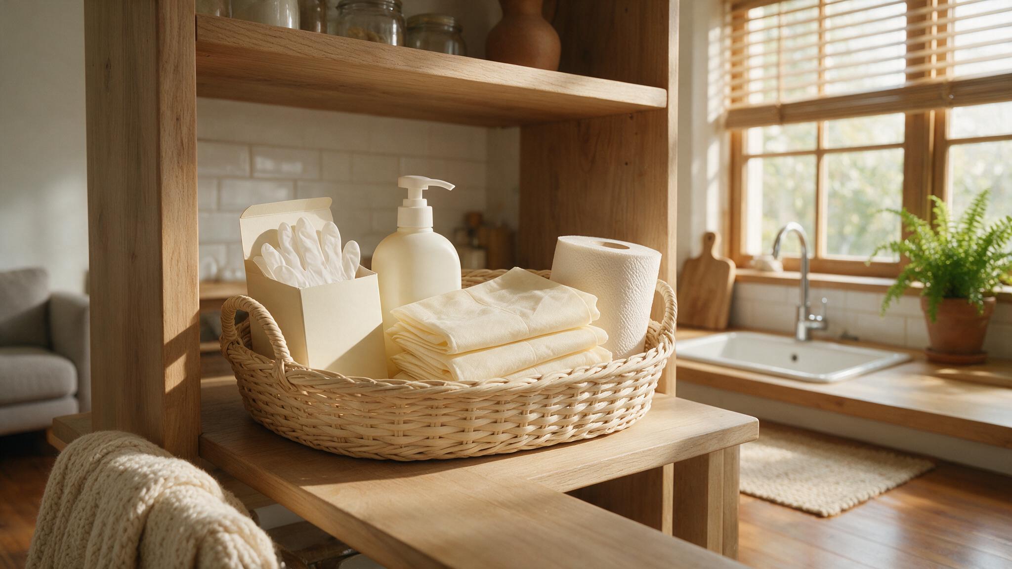 A simple home care supply basket kept in one place